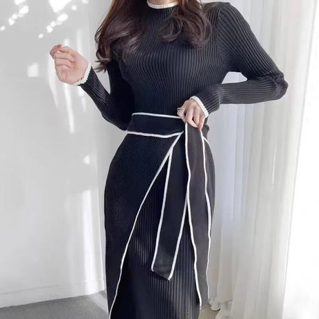 Sweater Midi Dress For Woman Clothes Casual Autumn