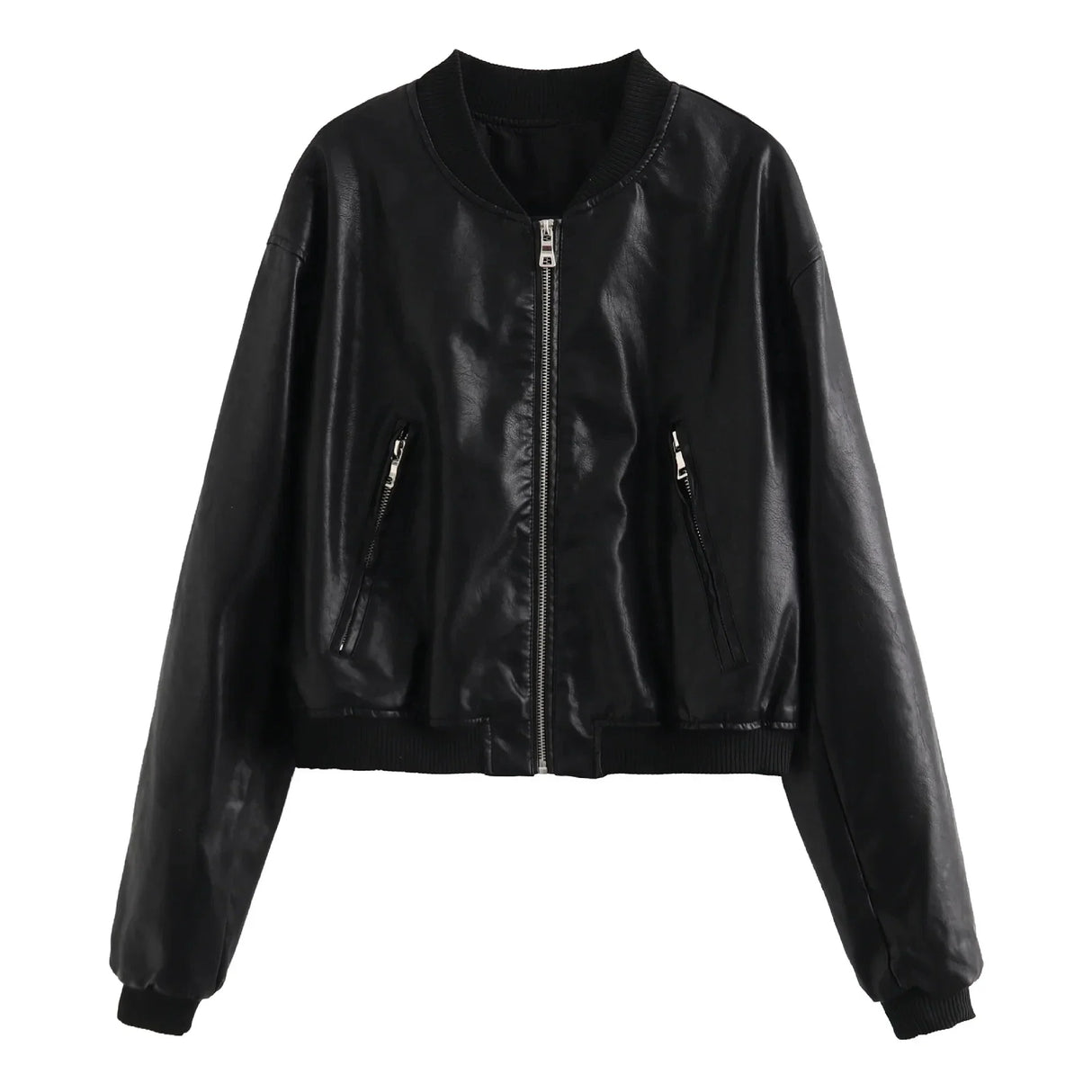 Traf Zr Woman Faux Fur Coat Zipper Leather