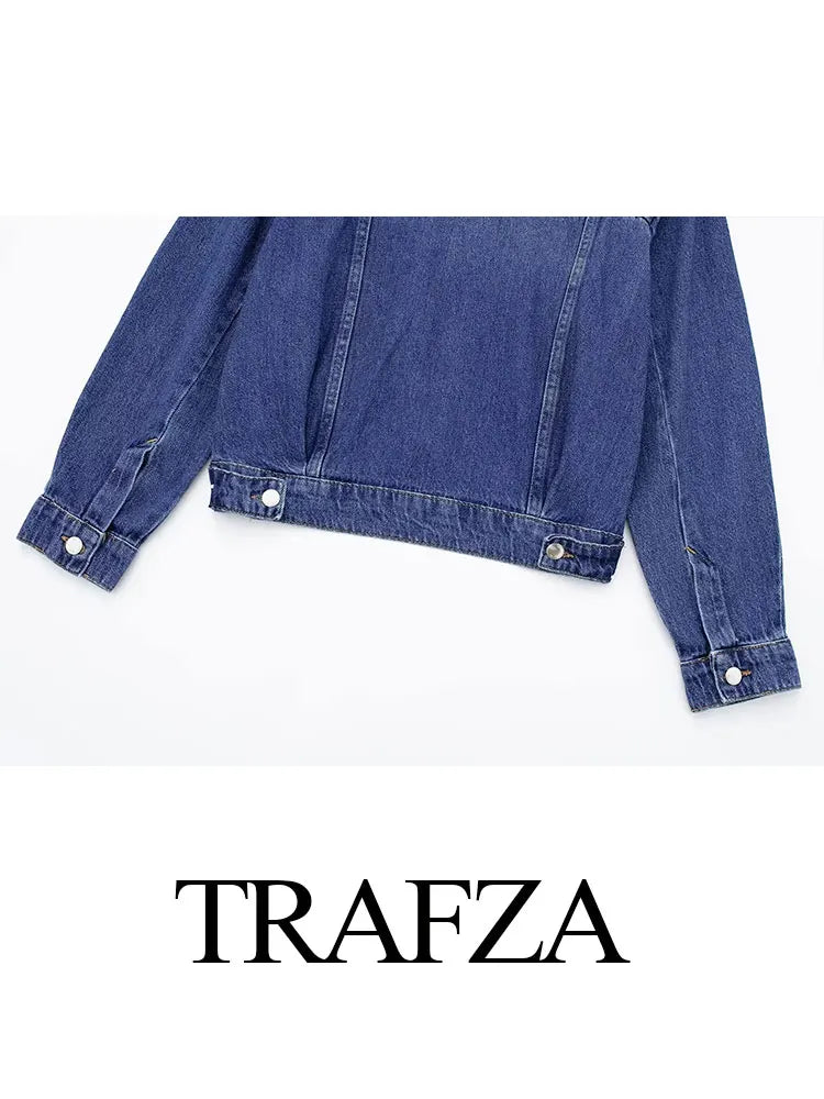 Trafza Spring New Women' Retro Street Denim Jacket