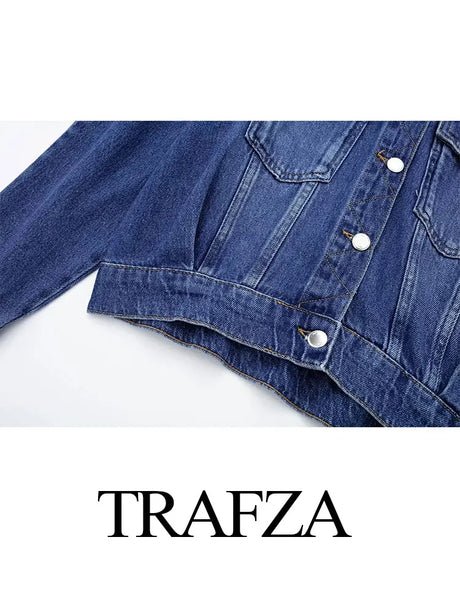 Trafza Spring New Women' Retro Street Denim Jacket