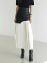 Twotwinstyle Casual Patchwork Pu Skirt For Women High