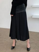 Twotwinstyle Casual Patchwork Pu Skirt For Women High