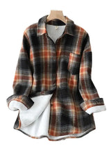 Thick Velvet Plaid Shirts Women Winter Warm Blouses