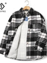 Thick Velvet Plaid Shirts Women Winter Warm Blouses