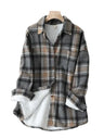 Thick Velvet Plaid Shirts Women Winter Warm Blouses