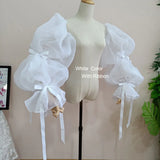 Translucent Organza Sleeve Gorgeous Ribbons Dreamlike Puff Sleeve