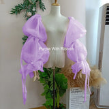 Translucent Organza Sleeve Gorgeous Ribbons Dreamlike Puff Sleeve