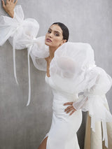 Translucent Organza Sleeve Gorgeous Ribbons Dreamlike Puff Sleeve