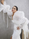 Translucent Organza Sleeve Gorgeous Ribbons Dreamlike Puff Sleeve