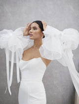 Translucent Organza Sleeve Gorgeous Ribbons Dreamlike Puff Sleeve