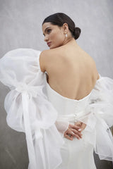 Translucent Organza Sleeve Gorgeous Ribbons Dreamlike Puff Sleeve