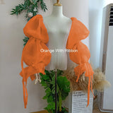 Translucent Organza Sleeve Gorgeous Ribbons Dreamlike Puff Sleeve