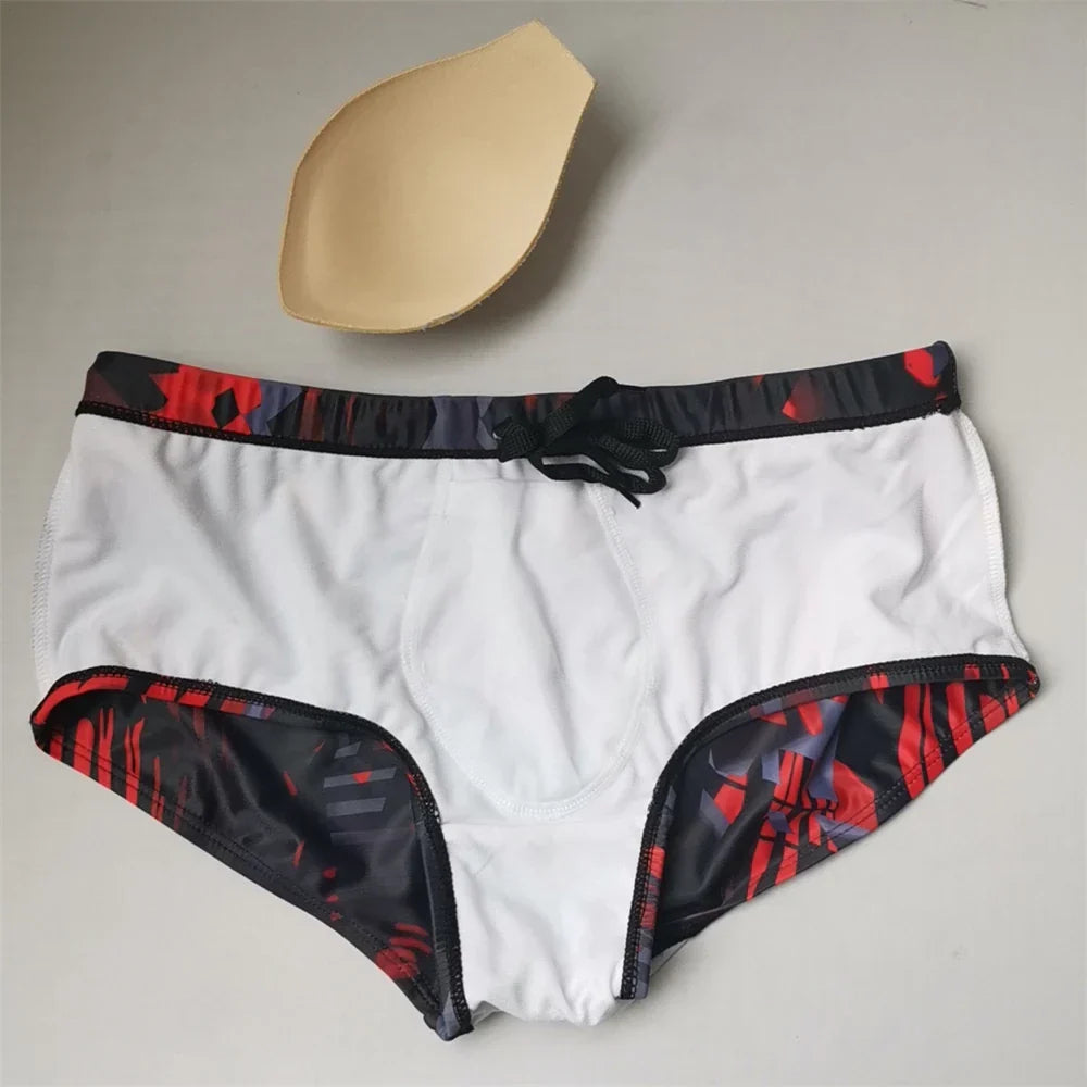 Uxh Brand Mens Swimwear With Push-Up Multicolor Trunks