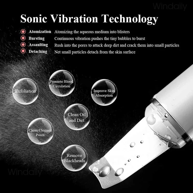 Ultrasonic Skin Scrubber Vibration Face Spatula Blackhead Remover