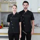 Unisex Chef Jacket Short Sleeve Kitchen Cook Coat