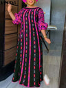 Vonda 5Xl Dress Women Long Maxi Sundress O-Neck