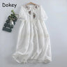 Vintage Embroidery Cotton Linen Lolita Dress Women Japan
