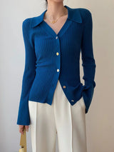 Vintage Luxury Knitted Cardigan Long Sleeve Tops Slim