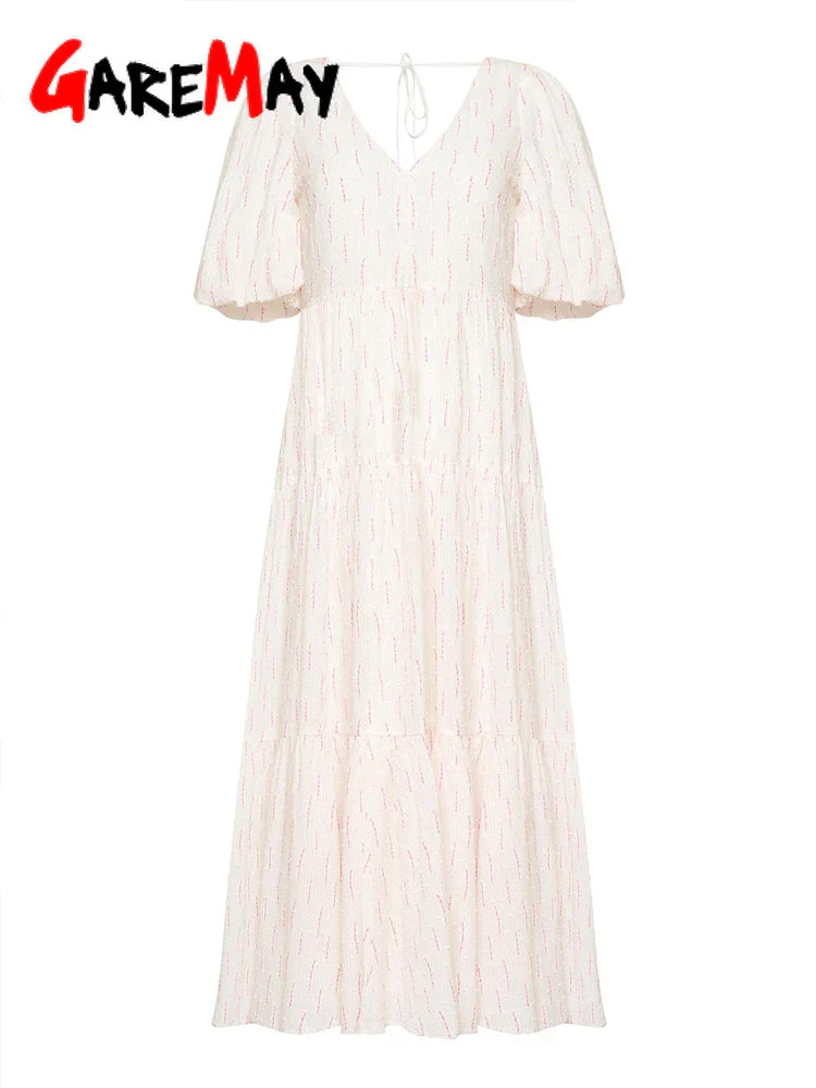 Vintage Women' Cotton Dress % V Neck Elegant