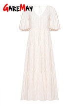 Vintage Women' Cotton Dress % V Neck Elegant