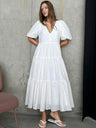 Vintage Women' Cotton Dress % V Neck Elegant