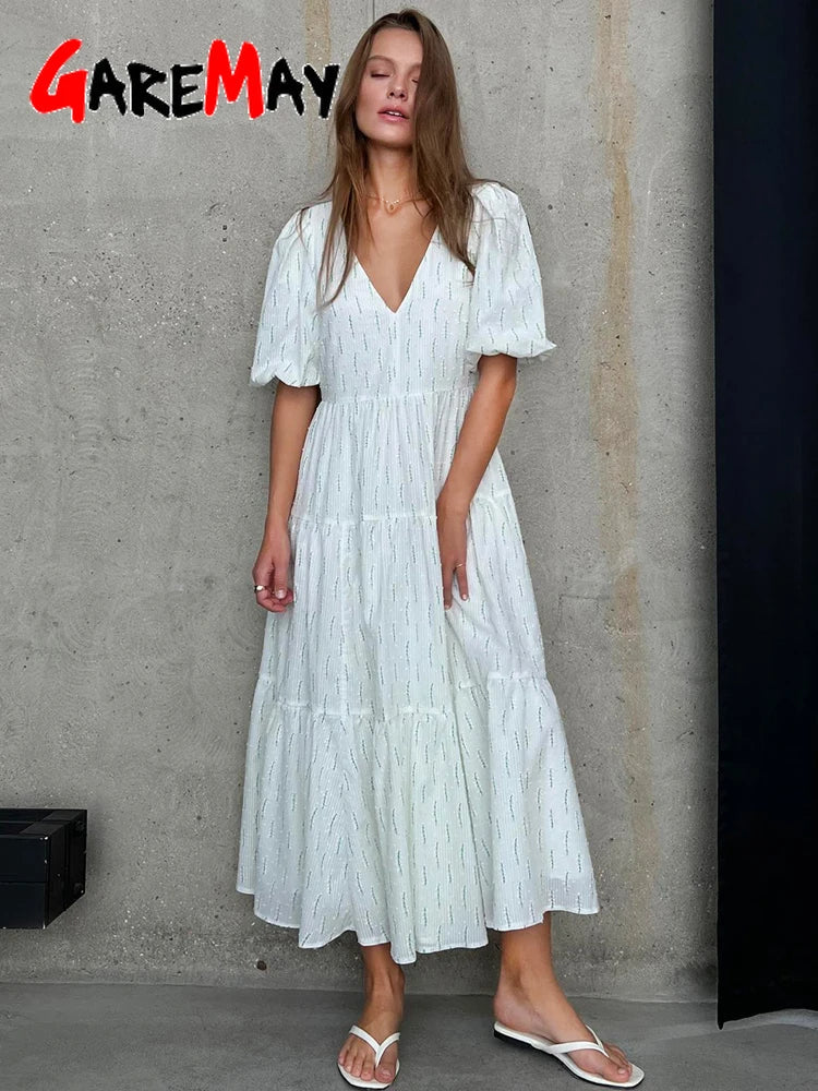 Vintage Women' Cotton Dress % V Neck Elegant