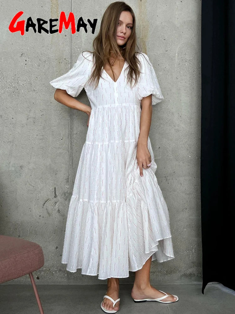 Vintage Women' Cotton Dress % V Neck Elegant