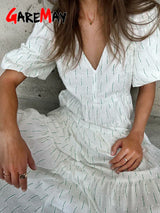 Vintage Women' Cotton Dress % V Neck Elegant