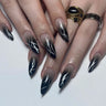 Wearable Silver Stripes Yk False Nails Long Almond