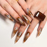 Wearable Silver Stripes Yk False Nails Long Almond