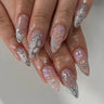 Wearable Silver Stripes Yk False Nails Long Almond