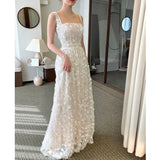 Ivory Square Collar Strapless Wedding Dress