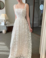 Ivory Square Collar Strapless Wedding Dress