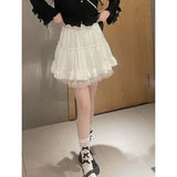 White Lace Mini Skirt For Women Girl Kawaii