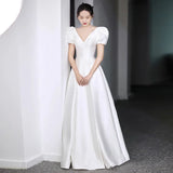 White Satin Wedding Dresses For Bride Elegant Sexy