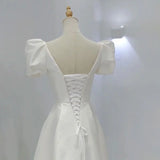 White Satin Wedding Dresses For Bride Elegant Sexy