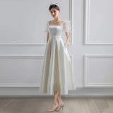 White Satin Wedding Dresses For Bride Formal Elegant