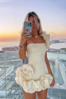 White Women Flower Edge Short Party Dress New