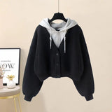 Winter New Plus Plush Thickened Single Breasted Hoodie