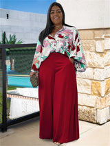 Wmstar Two Piece Set Women Print Shirts Tops