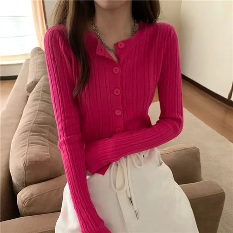 Women Cardigans Casual All Match Long Sleeve Female