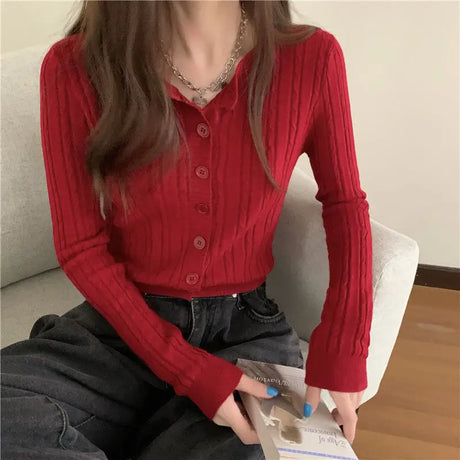 Women Cardigans Casual All Match Long Sleeve Female