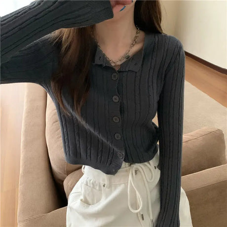 Women Cardigans Casual All Match Long Sleeve Female