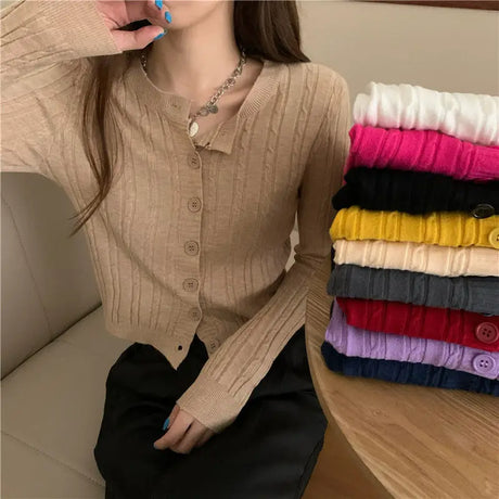 Women Cardigans Casual All Match Long Sleeve Female