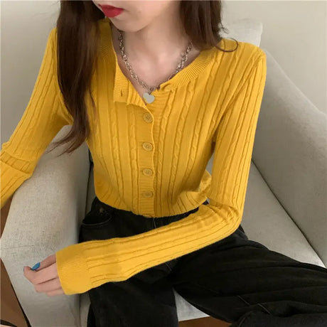 Women Cardigans Casual All Match Long Sleeve Female