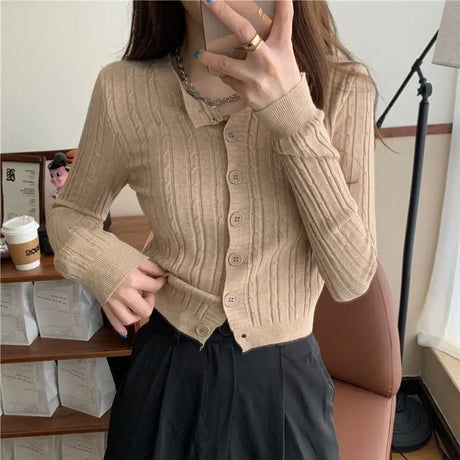 Women Cardigans Casual All Match Long Sleeve Female