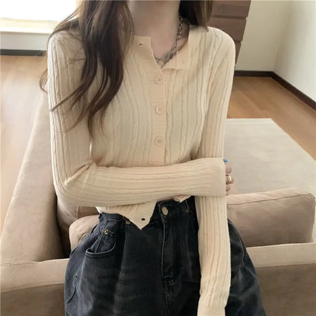 Women Cardigans Casual All Match Long Sleeve Female