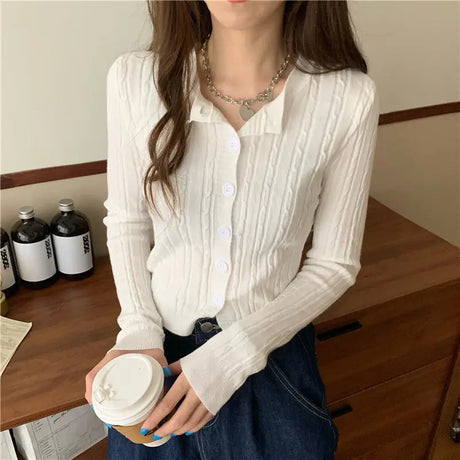 Women Cardigans Casual All Match Long Sleeve Female