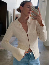 Women Fashion Knitted Cardigan Tops Solid Color Long