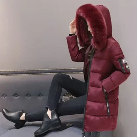 Women Parka Fur Collar Winter Jacket New Korean